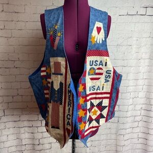 Vintage handmade patriotic vest one size Americana 90’s teacher